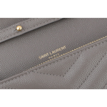 YSL V紋荔枝皮金色LOGO WOC 斜背包/霧灰色, , large
