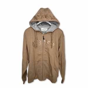 Stand collar hooded thick coat dark khaki
