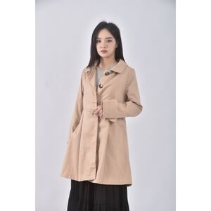 (S) nice claup質感棉質大衣杏色外套二手衣