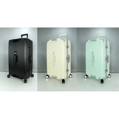 ~雪黛屋~Eason 30吋行李箱防盜鋁框胖胖箱360度旋轉3:7蓋外掛鉤防撞角PC+ABS手提磅秤U808
