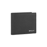 BALLY 銀字Logo 粒紋小牛皮對開證件照短夾(黑色), , large