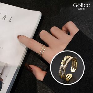 【Gulicc 】古莉可 戒指 韓國微鑲鋯石纏繞開口戒指