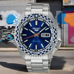 SEIKO 精工 5 Sports SKX 賽車方格旗機械錶-藍 4R36-15Z0B(SRPK65K1), , large