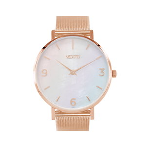 [MEDOTA] CERES Series natural mother-of-pearl ladies watch-Rose Gold / ES-12703 stainless steel strap