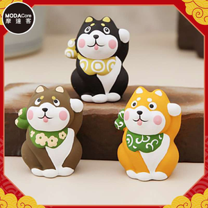 【摩達客】祈願招福-超萌三色柴犬狗迷你陶瓷開運擺飾三入組合