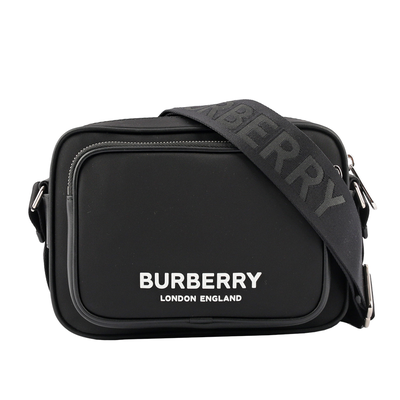 BURBERRY 徽標Logo 尼龍口袋雙拉鍊斜揹包/黑色