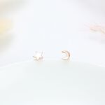 【Angel & Me】星月 星星 月亮 一對 s925純銀厚鍍18k玫瑰金 耳環, , large