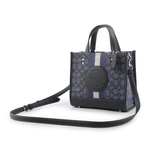 COACH Dempsey Tote 22 緹花拼皮革二用托特包/單寧藍/午夜藍, , large