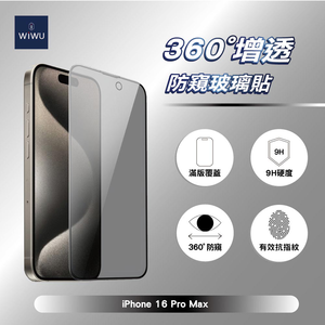 【WiWU】360°增透防窺玻璃貼iPhone16系列/四型號