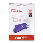 【SanDisk】Phone Drive DDC6 紫色 256G TYPE-C USB 3.2 雙用 OTG 旋轉隨身碟 讀取速度 100MB/s, , large