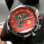 [星晴錶業]FERRARI手錶,46mm,FE00060紅色錶面槍灰色錶殼深黑色真皮皮革錶帶款, , large