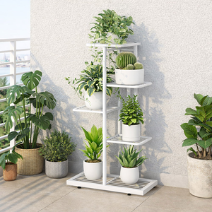 【AOTTO】簡約直立式花架盆栽收納架-白色(FT-053W)