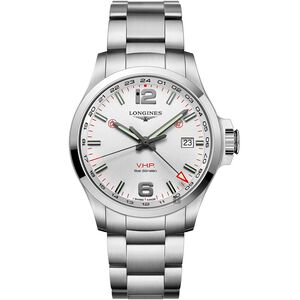 LONGINES 浪琴 征服者系列V.H.P. GMT 萬年曆手錶-銀/43mm L37284766