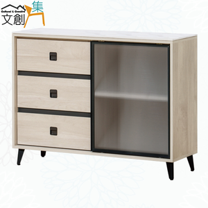 【文創集】蓋曼4尺岩板鋁門低餐櫃(客約商品)