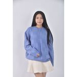 (S) pazzo格子落肩藍色毛衣二手衣, , large