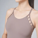 YOGA FLOW Barbie Tank - 細肩帶側邊簍空長版上衣 - 茶褐 Bark, , large