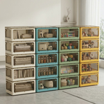 【AOTTO】35L升級加厚款五開門可疊加折疊收納箱-綠色5入(AL-245GN), , large