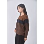 (2XL) xy studio針織條紋棕色長袖上衣二手衣, , large