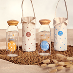 Disney Winnie the Pooh Days Bamboo Lid Small Glass Bottle Tote Bag Set 500ml, , large