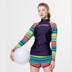 Monina Taiwan-made colorful sunscreen long-sleeved jellyfish suit two-piece swimsuit, , large