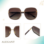韓流時尚沐稻棕微方圓弧設計墨鏡/UV400太陽眼鏡〔ALEGANT〕, , large