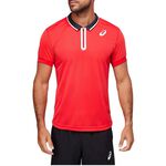 Asics 亞瑟士 男 開襟上衣 網球衣 POLO衫 短袖上衣 運動 訓練 健身 快乾 紅 [2041A134-602], , large