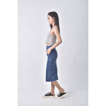 (S) denim boutique韓牌丹寧牛仔前拉鍊藍色長裙二手衣, , large
