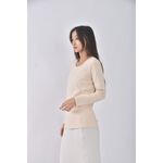 (S) niceioi質感圓領杏色長袖上衣二手衣, , large