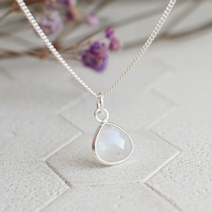 Simple Moonstone Sterling Silver Necklace