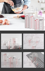 寶馬牌玻璃多功能量杯-350ml-2入, , large