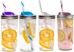 [Ball®原廠配件]寬口專用多功能蓋子吸管組贈防塵塞(紫) Wide Mouth  Sip & Straw Lid 環保吸管 塑膠吸管 Drinking Jar, , large