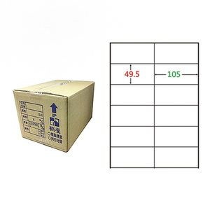 【鶴屋】A4電腦標籤 49.5x105mm 直角 12格 1000張入 / 箱(C50105 LX)