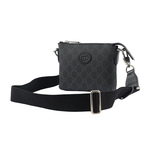 GUCCI Interlocking G 標誌附手提把迷你郵差包/黑灰色, , large