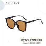南柚棕復古風格輕量橢圓方框墨鏡/UV400太陽眼鏡〔ALEGANT〕, , large