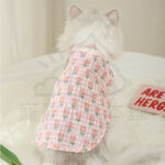 【寵愛生活本舖】寵物夏季薄款格紋花朵背心 寵物衣服 寵物防曬 貓衣服 幼犬貓衣服, , large