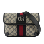 GUCCI GG Supreme 帆布藍紅織帶Ophidia 腰包95cm/藍色/米灰色, , large
