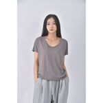 (S) uniqlo質感棉質純棉灰色短袖上衣二手衣, , large