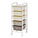 【H&R安室家】台製純五層收納抽屜車G205D, 奶茶色, large