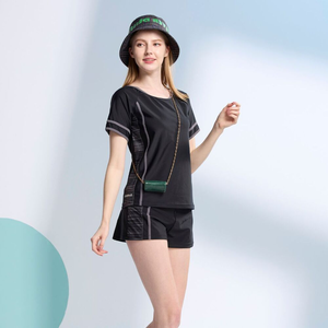 MONINA MIT short Sleeve Two Piece Swimsuit black Plus Size -3L