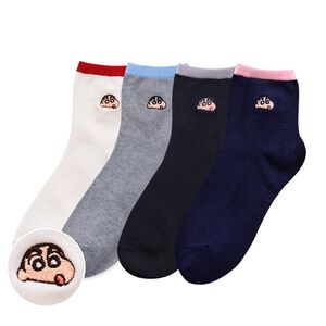 蠟筆小新刺繡中統襪 野原新之助長襪 小新少女襪 台灣製電繡襪 SC-A306【旺達棉品】