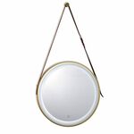 【H&R安室家】 里昂皮帶 智能LED發光觸控燈鏡(掛鏡/浴鏡/化妝鏡/鏡子) ZA0200, 咖啡色, large