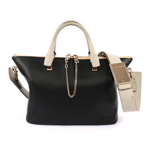 CHLOE' 提把 Baylee Small two-tone tote/黑/灰