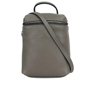 LONGCHAMP Le Pliage Xtra XS 小牛皮拉鍊迷你手提/斜背二用包/斑鳩灰