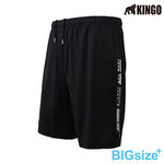 KINGO-超大尺碼-鬆緊抽繩  涼感 短褲-黑-515310, , large