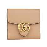 GUCCI Marmont 金色標誌粒紋皮革釦式二折短夾/裸粉色, , large