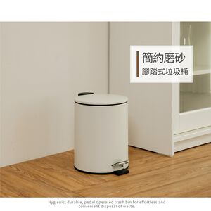 【H&R安室家】簡約風磨砂腳踏式垃圾桶5L-白PBL95