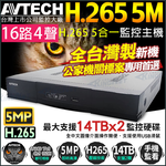 【KingNet】 陞泰 AVTECH H.265 500萬 16路 監控主機 AHD /TVI/CVI DVR DGD2017, , large