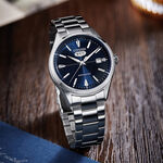 CITIZEN 星辰 C7 經典復刻日曆機械錶-銀x藍 NH8391-51L, , large