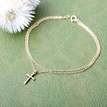 【Angel & Me】簡約 水滴 十字架 14KGF 包金手鍊 腳鍊 生日禮物, , large