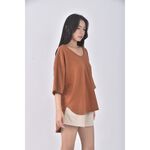 (F) farbe韓牌質感橘色長袖上衣二手衣, , large